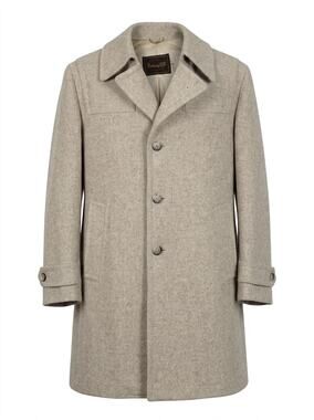 Vintage Wool Blend Botany 500 Beige Tweed Overcoat Car Coat Men Size 42 Reg